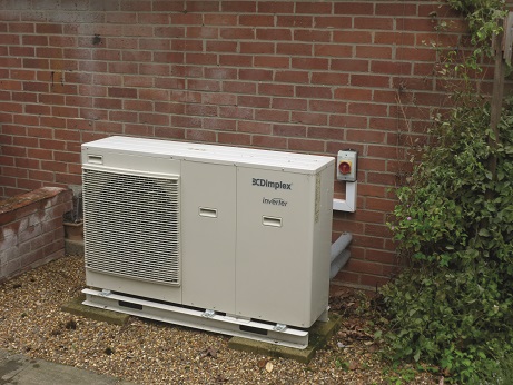 The Dimplex Air Eau air source heat pump installed into the property