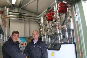 Matt Smith of Flagship Group with Guy Ransom of Finn Geotherm who have installed a district heating scheme in Watton