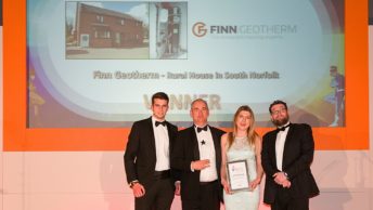Award winners! Finn Geotherm presented Domestic Air Source Project of the Year
