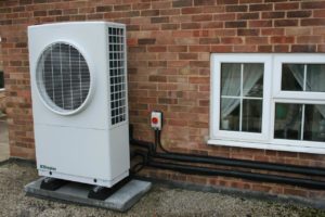 Dimplex air source heat pump installation on a flat roof