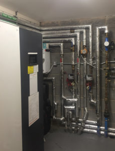 Lampoassa heat pump plant room at Trimingham Village Hall