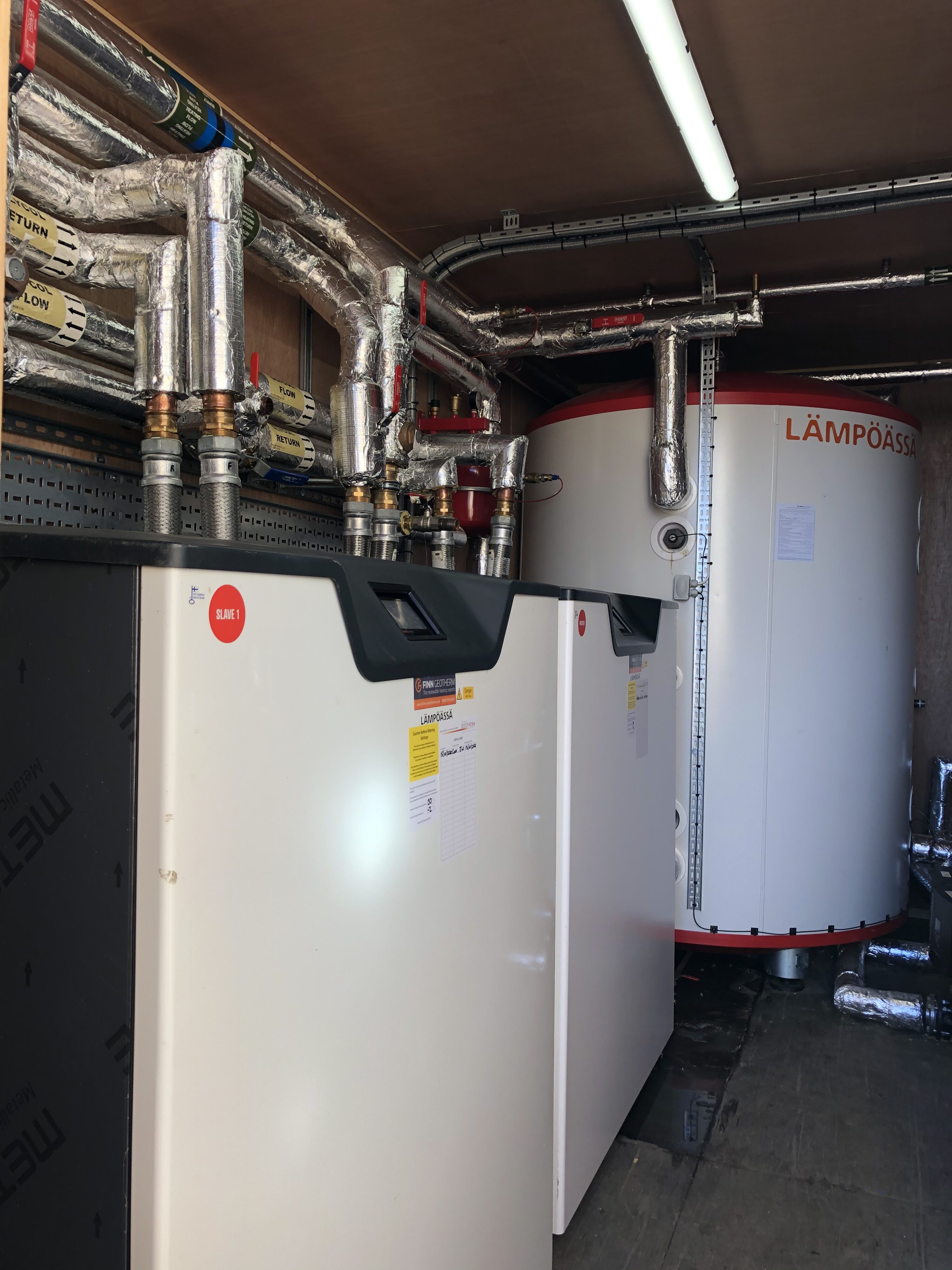 a heat pump installed by Finn Geotherm in Suffolk for housing association Flagship